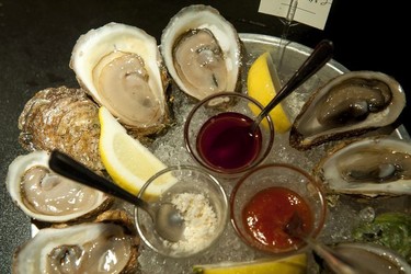 A dozen oysters on the 'half shell' at Claddagh Oyster Bar, Charlottetown.