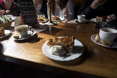 Classic Dutch apple pie (appelgebak) accompanied by a large dollop of whipped cream (slagroom), is an Amsterdam culinary highlight and arguably the best is served at Café  't Papeneiland.