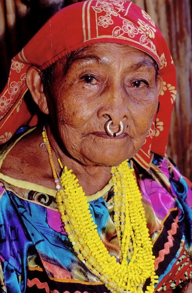 The eyes have it: Kuna Indian woman, Panama.