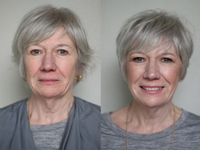 Mary O'Callaghan before, left, and after her makeover by Nadia Albano.
