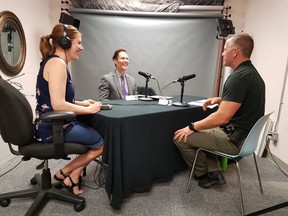 Delta Police Chief Neil Dubord, Cst. Aaron Hill and producer Nikki Hewitt record the first Bend Don't Break Podcast.