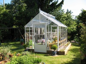 Greenhouses with polycarbonate roofs and glass sides and ends are very popular.