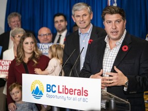 B.C. Liberal leader Andrew Wilkinson (left) and Nanaimo byelection candidate Tony Harris (right). The Liberal party is launching a new candidate recruitment drive after losing the Nanaimo byelection, in an attempt to find more candidates like Harris.