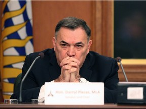 House Speaker Darryl Plecas looks on during a Legislative Assembly Management Committee meeting in the Douglas Fir room at legislature in Victoria, B.C., on Monday, January 21, 2019.