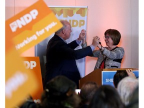 Premier and NDP leader John Horgan with Nanaimo MLA-elect Sheila Malcolmson on Jan. 30, 2019. The NDP out-fundraised its rivals in the last half of 2018 as the parties wrestled with a referendum on proportional representation and the lead-up to the Nanaimo byelection.