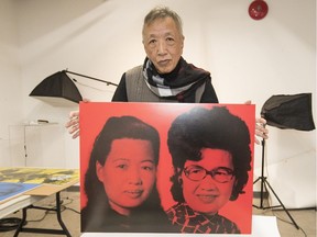 Artist Paul Wong prepares to move the works he's created for his Suk Fong Nay Ho Ma? exhibition at Dr. Sun Yat-sen Classical Chinese Garden.