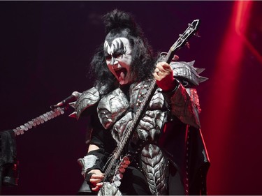 Gene Simmons of KISS performs during the first show of the The Final Tour Ever - Kiss End Of The Road World Tour in Vancouver, BC, January, 31, 2019.
