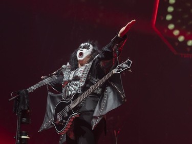 Gene Simmons of KISS performs during the first show of the The Final Tour Ever - Kiss End Of The Road World Tour in Vancouver, BC, January, 31, 2019.