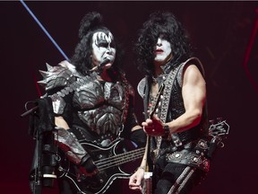 Gene Simmons (left) and Paul Stanley of KISS performs during the first show of the The Final Tour Ever - Kiss End Of The Road World Tour in Vancouver, BC, January, 31, 2019.