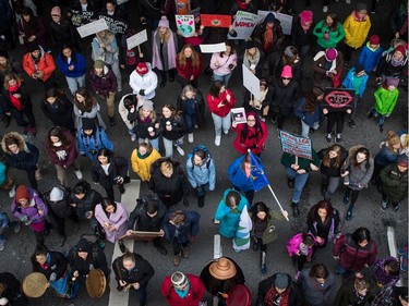 Hundreds of people participate in the third annual Women's March in Vancouver, on Saturday January 19, 2019.