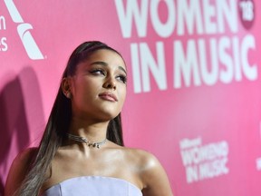 US singer/songwriter Ariana Grande attends Billboard's 13th Annual Women In Music event at Pier 36 in New York City on on December 6, 2018.