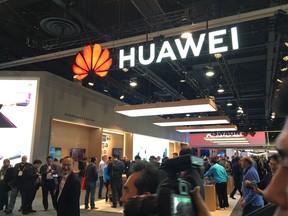 In this file photo taken on Jan. 10, 2019, the Huawei booth is seen during CES 2019 consumer electronics show at the Las Vegas Convention Center in Las Vegas, Nevada. (ROBERT LEVER/AFP/Getty Images)
