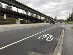 Repaving on Lougheed Highway in Burnaby, following gas-line upgrade construction in 2018.