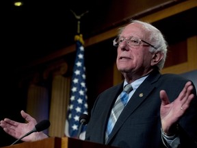 Sen. Bernie Sanders, I-Vt., speaks at a news conference on Capitol Hill in Washington, Wednesday, Jan. 30, 2019, on a reintroduction of a resolution to end U.S. support for the Saudi-led war in Yemen.