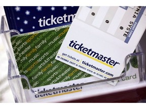 Ticketmaster tickets and gift cards are shown at a box office in San Jose, Calif., on May 11, 2009. The Competition Bureau says Ticketmaster has not contravened federal competition legislation by facilitating the mass scalping of tickets through the use of its TradeDesk software.