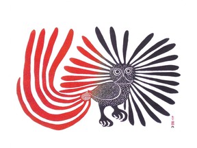 "Enchanted Owl" by Inuk artist Kenojuak Ashevak is shown in this undated handout photo. "Enchanted Owl" by Inuk artist Kenojuak Ashevak was sold for $24 in 1960, according to advocates, and hammered down at auction in November for $216,000.