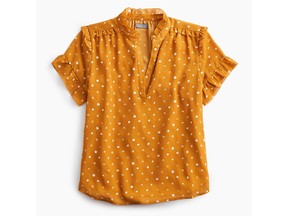 Point Sur orange short sleeve top, $117 at J.Crew, jcrew.com