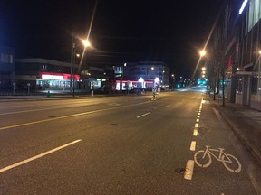 Burrard Street and 3rd Avenue around 4:30 a.m. on a weekday morning.