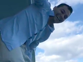 Video screen grab of Nick Naydev, who jumped off a cruise ship last week off the Bahamas coast.