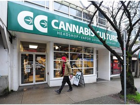 Cannabis Culture on Davie Street in Vancouver on Wednesday after 50 layoff notices were issued to staff Tuesday as it prepares to close its three unlicensed marijuana stores by the end of the month.