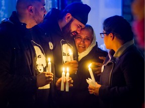 Family and friends attend a vigil for Kalwinder (Kris) Thind  outside Cabana Lounge nightclub on Granville Street in Vancouver, BC, Jan. 27, 2019.