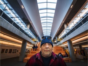 Joseph A. Dandurand inside the Vancouver Public Library's main branch on West Georgia, where he will be Indigenous storyteller in residence for the next year.