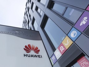 The Huawei logo displayed at the main office of Chinese tech giant Huawei in Warsaw, Poland, on Friday, Jan. 11, 2019.