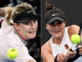 Eugenie Bouchard and Bianca Andreescu. (AP Photos)