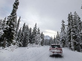 Driving through a winter wonderland on the way to Southern Lakes Resort, located two hours south of Whitehorse. [PNG Merlin Archive]
