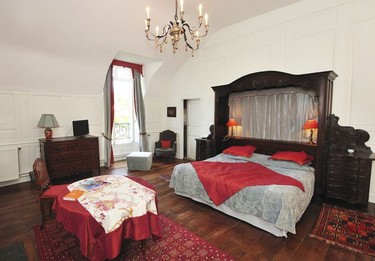 One of the bedrooms at Le Château d'Etoges.