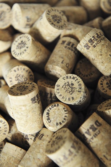 A collection of corks at Champagne Drappier.