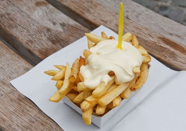 Fries or chips in Belgium are called frites and are a popular fast food snack particularly with mayonnaise and are just the thing after a beer or two!