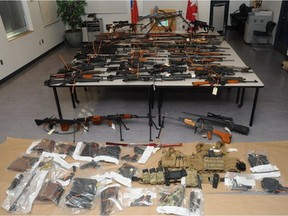 Tony Gillis Green, 55, faces numerous charges after police launched a four-day search of his home on Vancouver Island and removed three pick-up truck loads of guns, ammunition and prohibited devices. [PNG Merlin Archive]
