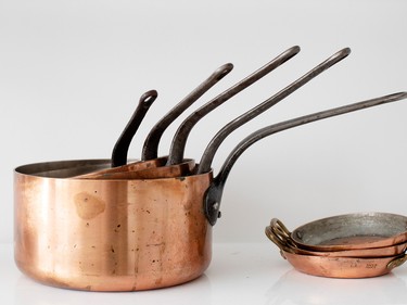 Copper pots and pans are well-used and much loved.