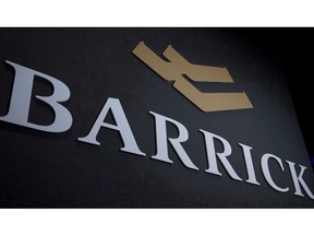 Barrick Gold logo is seen during the company's annual general meeting in Toronto on Tuesday, April 28, 2015.