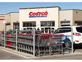 Shopping carts are shown at Costco in Mississauga, Ont., on Monday, May 15, 2017. Ontario's government has fined Costco more than $7 million after an investigation into illegal kickbacks at 29 pharmacies in warehouses across the province.