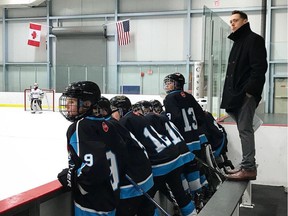 Coach Stephen Gillis and Vancouver Minor Hockey peewee A2 The Spirit at Sunshine Coast Blues.