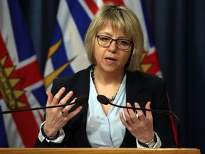 Provincial health officer Dr. Bonnie Henry answers questions during a news conference about the release of the latest provincial statistics by the B.C. Coroners Service at the legislature in Victoria on Feb.7.