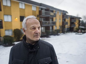 David Hutniak is the CEO of LandlordBC, an advocacy group for the housing industry. He is pictured in Port Moody, outside an older apartment building.