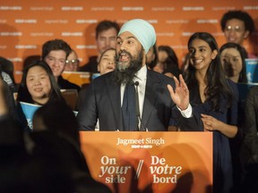 NDP leader Jagmeet Singh greets supporters after winning the Burnaby South by-election  Monday evening, February 25, 2019 at the Hilton Metrotown in Burnaby, BC.