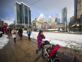 Robson Plaza south of the Vancouver Art Gallery on Feb. 13.