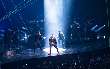 Pop star Justin Timberlake performs at Rogers Arena in Vancouver on Feb. 14, 2019.