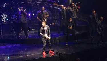 Pop star Justin Timberlake performs at Rogers Arena in Vancouver on Feb. 14, 2019.