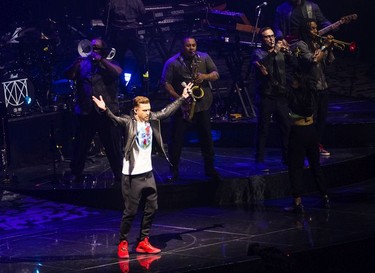 Pop star Justin Timberlake performs at Rogers Arena in Vancouver on Feb. 14, 2019.