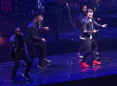 Pop star Justin Timberlake performs at Rogers Arena in Vancouver on Feb. 14, 2019.