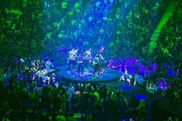 Pop star Justin Timberlake performs at Rogers Arena in Vancouver on Feb. 14, 2019.