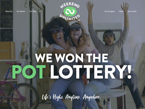 A screenshot of Weekend Unlimited's website after winning the POT lottery.