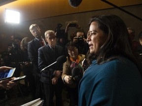 Jody Wilson-Raybould speaks with the media after appearing in front of the Justice committee in Ottawa, Wednesday, Feb. 27, 2019.