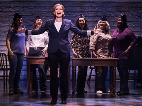 The First North American Tour of Come From Away, which runs from March 5 to 10 at the Queen Elizabeth Theatre. From left to right are: Megan McGinnis, Emily Walton, Becky Gulsvig, Christine Toy Johnson, Julie Johnson and Daniele K. Thomas. Photo courtesy of Matthew Murphy.