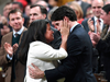 Prime Minister Justin Trudeau is embraced by Minister of Justice Jody Wilson-Raybould speaking on Indigenous rights in the House of Commons on Feb. 14, 2018.
